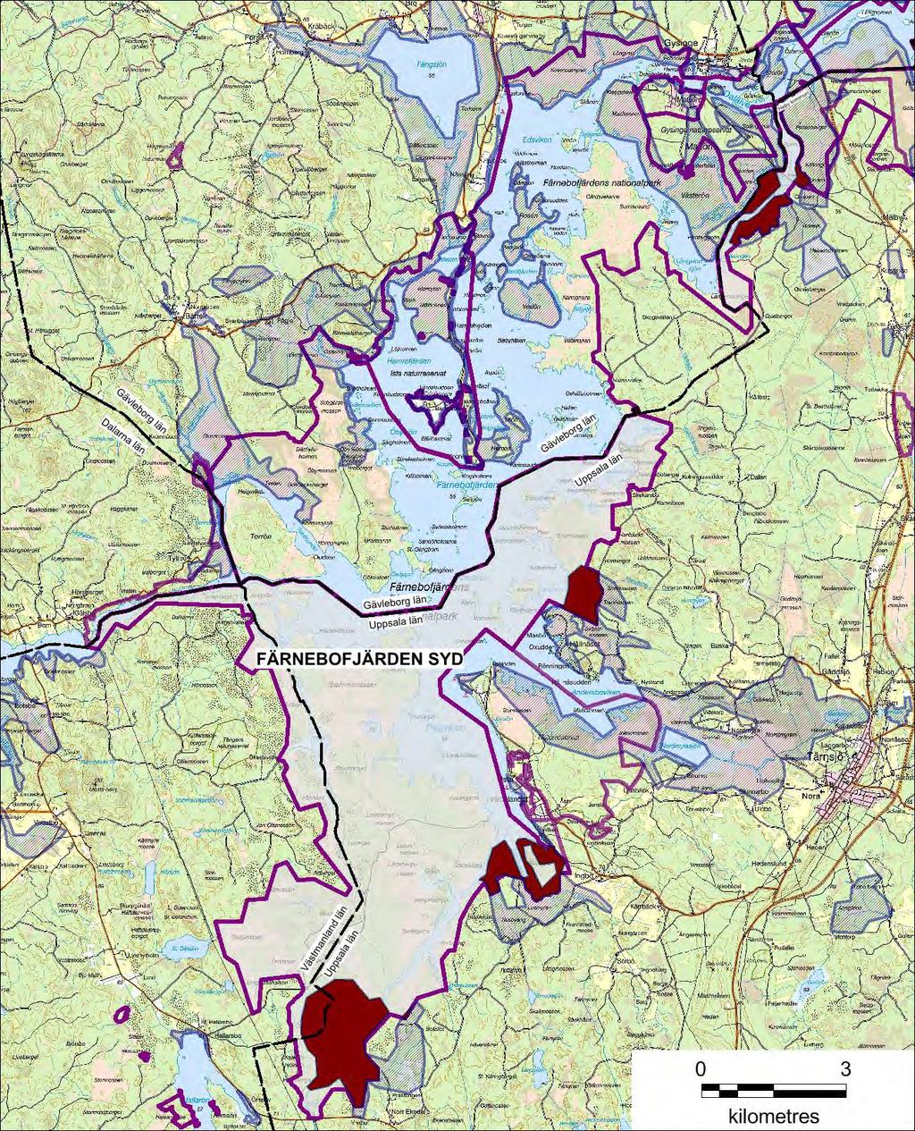 Karta 5: Planerade ramområden för stickmyggbekämpning 2018 i Natura 2000-området Färnebofjärden syd