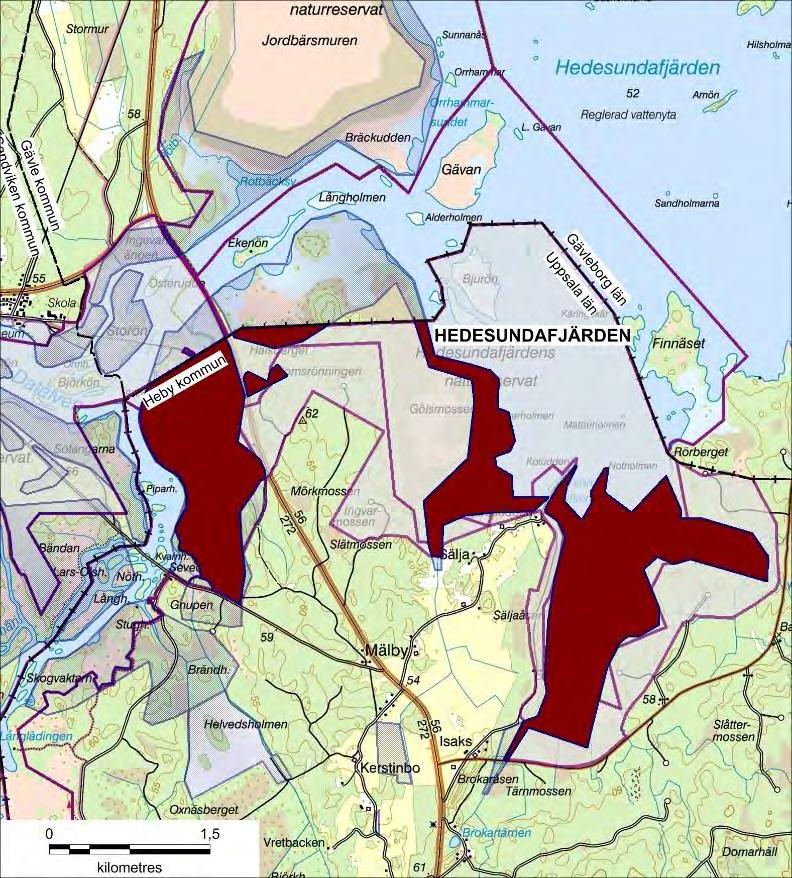 Karta 12: Planerade ramområden för stickmyggbekämpning 2018 i Natura
