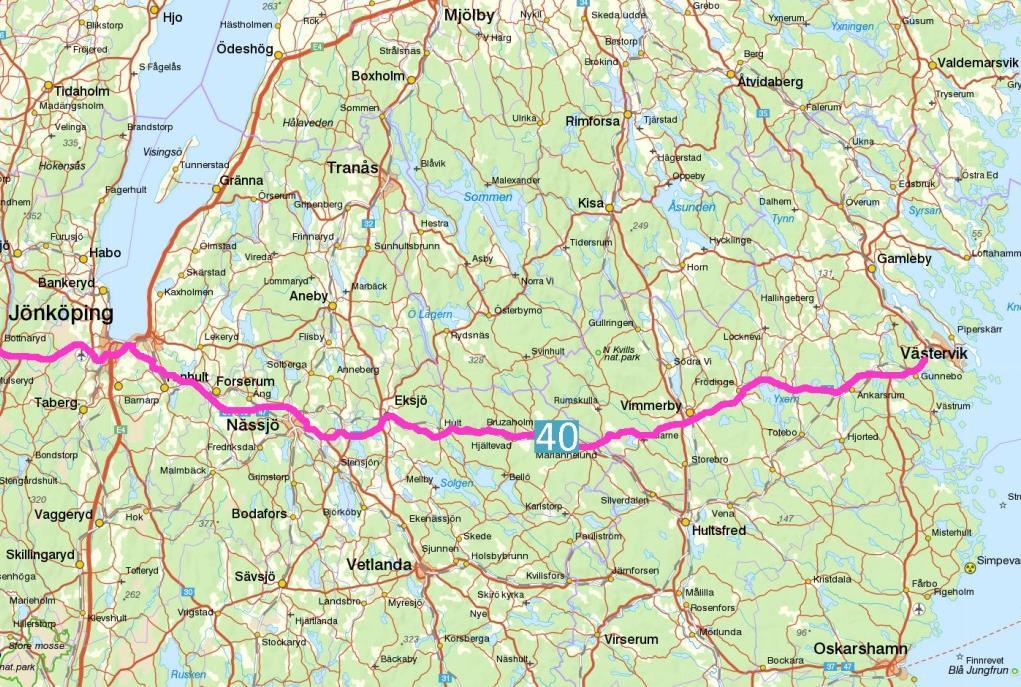 1 Inledning Bakgrund Trafikverket håller på att ta fram en lokaliseringsstudie för en ny sträckning av väg 40 förbi Eksjö i Eksjö kommun.