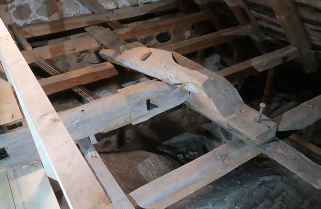 Medeltida taklag 35 Långstol i Eldsberga kyrka, långhus. Skiss från söder.
