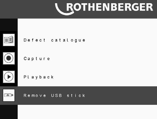 Markera Ja och bekräfta med. 6. Ta bort USB-minnet Byt genom att trycka på från Live-läget i funktionsmenyn.