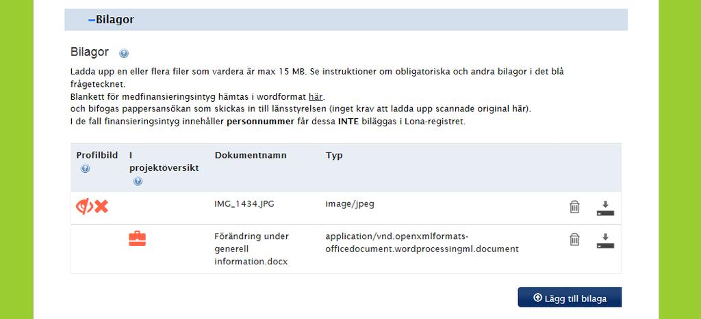 Ladda upp en eller flera bilagor om max 15MB