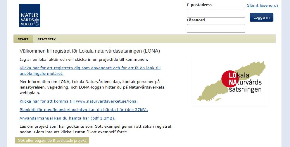 Har du ingen behörighet, skapa en på startsidan: Klicka på länken Klicka här för