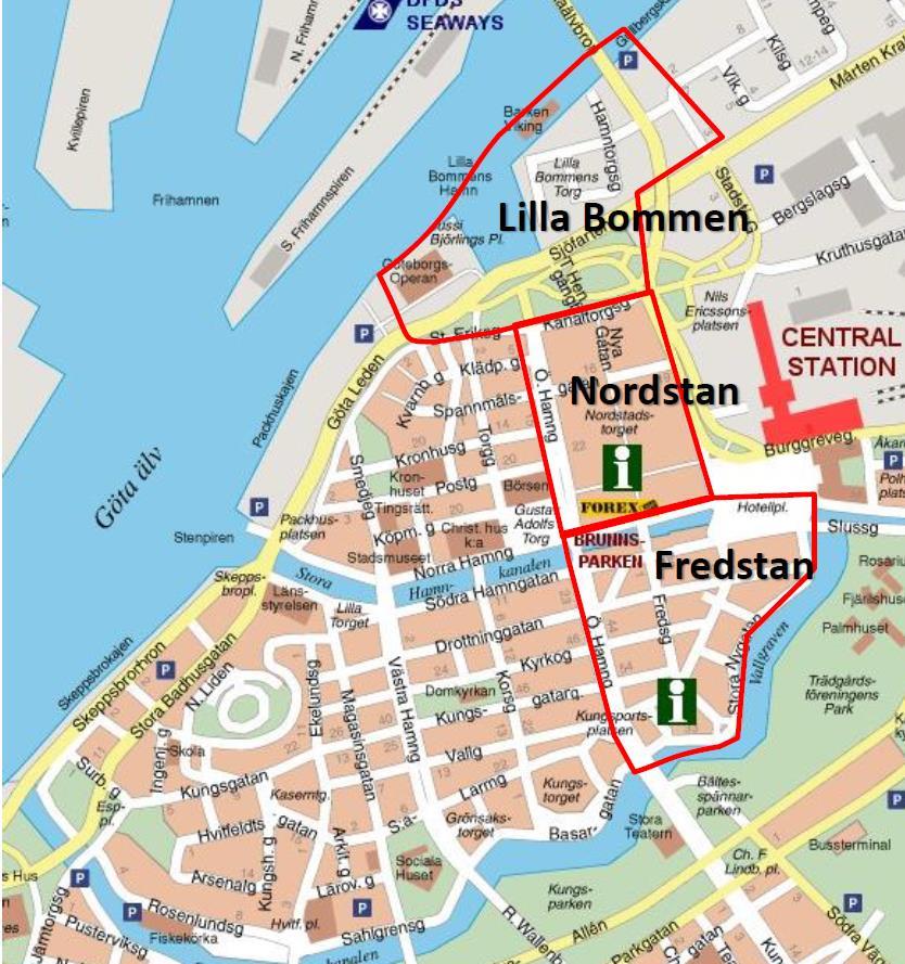 Områden i Göteborg 1. Lilla Bommen/Operan 2. Nordstan 3.