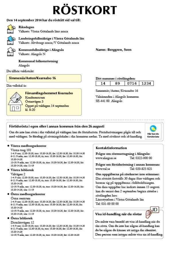 Röstkort Krävs för förtidsröstning, inte i vallokal Valmyndigheten skickar ut röstkort den