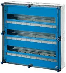 Effektbrytarlåda utan PE- och N-plintar Mi 1683 80 moduler: 2 x 28 x 18 mm eller 2 x 12 x 18 mm utan PE- och N-plint 3-radig För inbyggnad av normapparater enligt DIN 43880 PE/N-plintar beställs