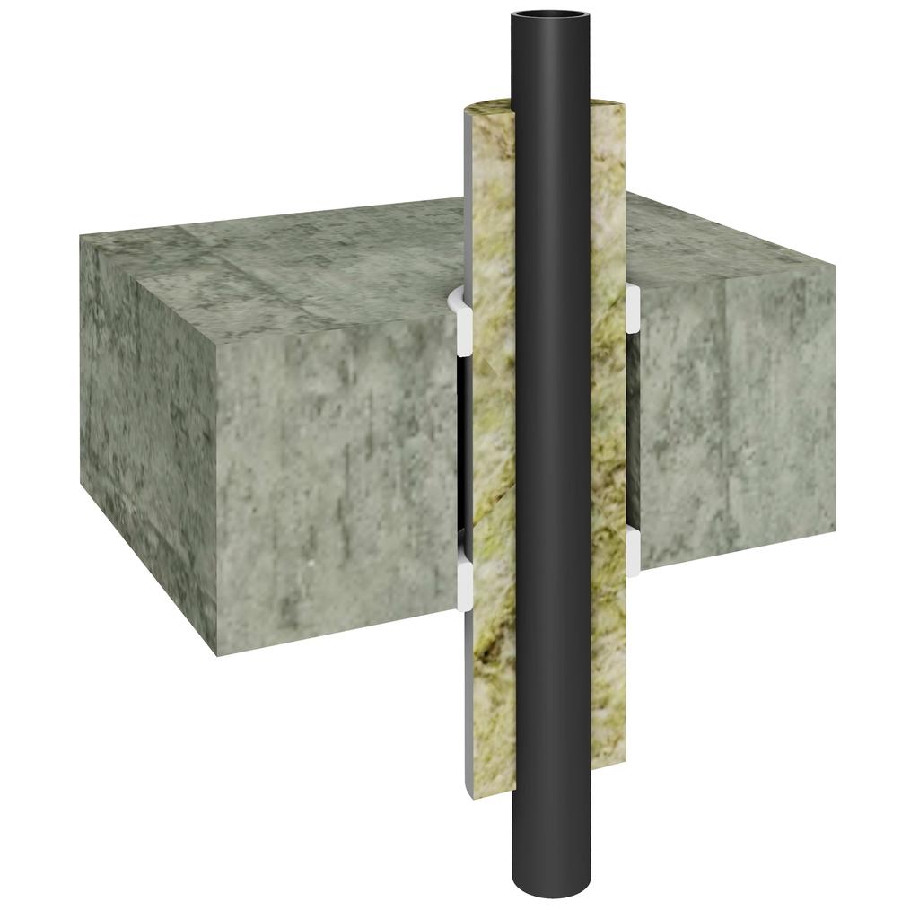 Gips- og betongvägg 100 mm.