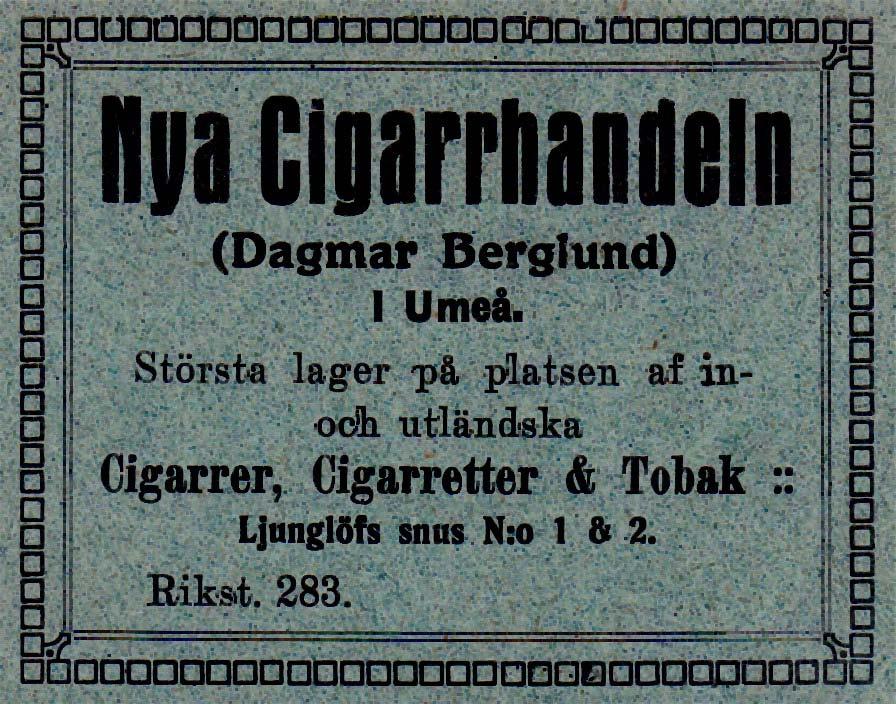 huset ) Nya Cigarrhandeln Kungsgatan 57 Tel.