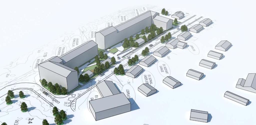 Husen är uppförda i början av 60-talet med gulbeige puts och flacka sadeltak. Flerbostadshuset är försett med loftgång för den övre våningen som nås via ett centralt beläget trapphus.