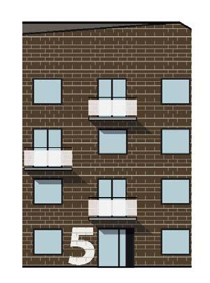 B i l d 7, 8 b i Bild 7-9: Idé om gestaltning för ny bebyggelse. Fasad sedd från Storkällsvägen respektive Österleden.