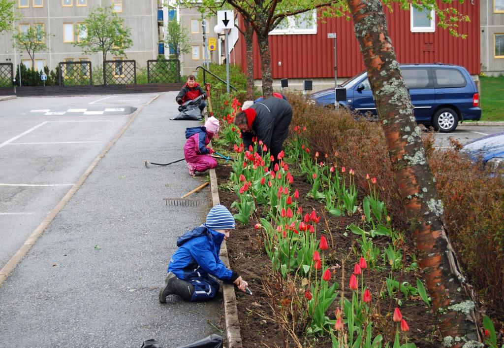 Idogt arbete på uppfarten Vårstädningen Den 12 maj