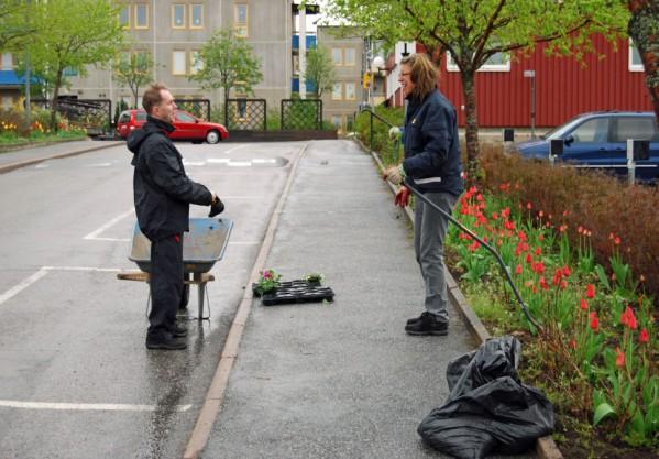 På grund av regnet under dagen kunde vi inte måla