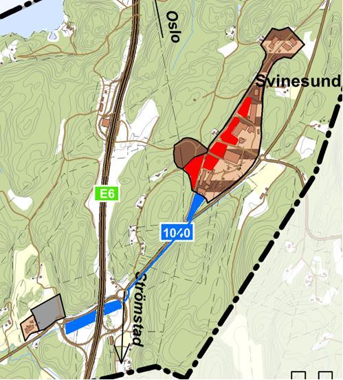 Figur 5. Principlösningar för dagvattenhantering vid Svinesunds handelsområde.