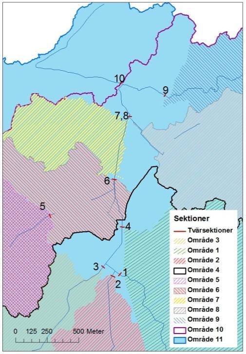Tabell 12: Resultat av kapacitetsberäkningar för sektioner längs Kobbungsbäcken Sektion 1 3,5 2 1,4 3 4,7 4 3,4 5 4,0 6 4,1 7, 8 2,7 9 1,5 10 23,8 11* - Kapacitet upp till dikeskrön (m 3 /s) *För