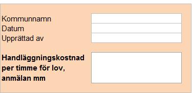 KAPITEL 6 Lov, anmälan, teknisk kontroll mm Ha mall A öppen samtidigt som du läser detta, så är det enklar att följa de olika stegen. Mallen och dess flikar Mall A innehåller följande flikar.