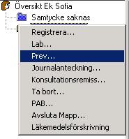 Efter att ha sparat finns en mapp märkt Prev som en nod i navet. 30.1.1.1 30.2 Skriva prev-journal Klicka på Prev-mappen med höger musknapp och välj Prev. Följande bild visas.