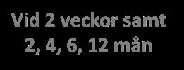 studien JA Samtycke, kuvert med enkät Vid 2 veckor samt 2, 4, 6, 12 mån