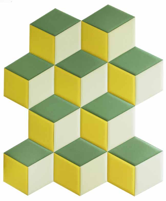 hex wallabsorbent Acoustic wall panel. Pressed natural fiber panel ECOLIN or ECOPOLY polyester fibers with fabric of wool or bamboo in standard colours. Hidden Velcro suspension.