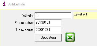 Kund-, leverantör- & artikelregister Excelexport ifrån artikelinfo Tryck på Excel-knappen. Om en flik innehåller flera gridar med resultat, exporteras markerad grid till Excel.