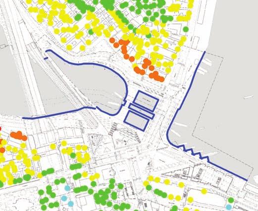 Slussningen friläggs mitt i Slusstorget och görs tillgänglig från både Södermalm och Gamla stan med två lågbroar.