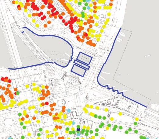 Att röra sig på detta kajplan och över lågbroarna betyder att man som gående och cyklist dock blir beroende av slussningsfrekvenser och broöppningar.