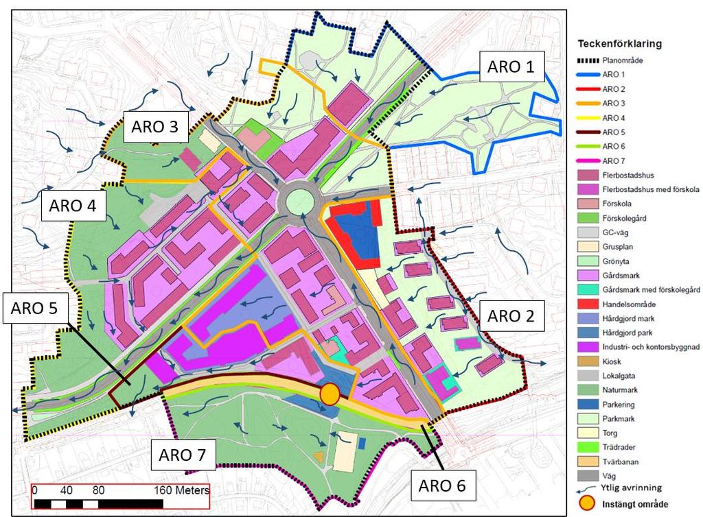 Johanneshovsvägen Bolidenvägen 25 Figur 14 Höjdsättning av Johanneshovsvägen alternativ 2 med ytlig avrinning vid extremregn då ledningssystemet är överbelastat.