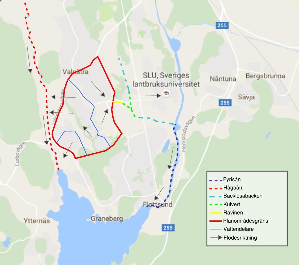 Sida 11 (38) Recipienterna och deras status Dagvattnet från planprogramområdet leds via dagvattennätet till Fyrisån och Hågaån.