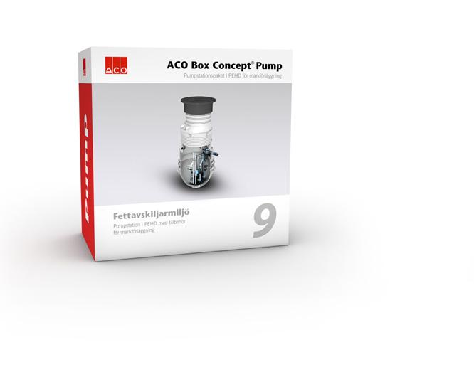 9 ACO Box Concept Pump Fettavskiljarmiljö Pumpstationspaket i PEHD för markförläggning POWERLIFT P pumpstation DUO Teleskopisk körbar betäckning, D Pumpar SAT 15D Friströmshjul Hygrostatisk