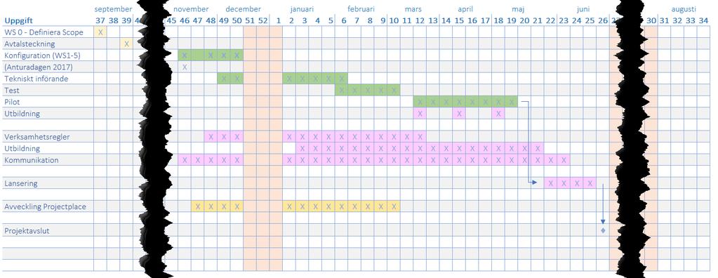Tidplan aggressiv, men realistisk (30 veckor) Projektets leveranser beskrivs i tre primära