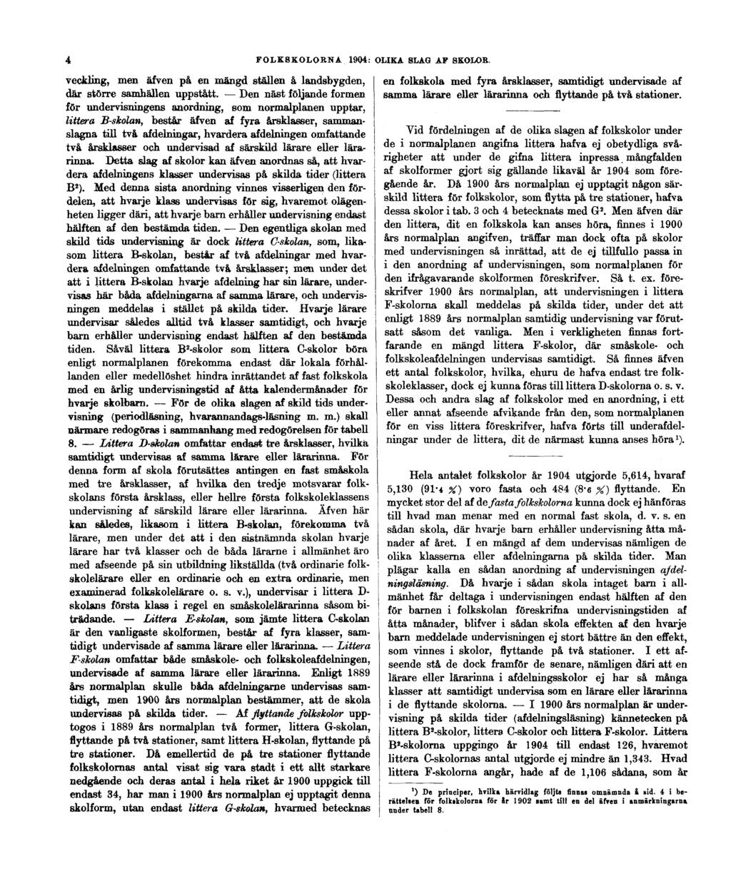 4 FOLKSKOLORNA 1904: OLIKA SLAG AP SKOLOR. veckling, men äfven på en mängd ställen å landsbygden, där större samhällen uppstått.