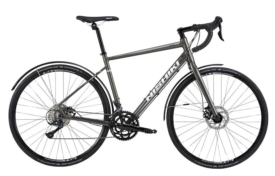 Styrlinda Skärmar Mattgranit Trippelreducerad aluminiumram 6061-T Aluminium 6061 T-6, för skivbroms Strummer HP 1F201AL Shimano FC-R345, 50x34T, svart Shimano BB-ES300 Nishiki Aluminium, 27,2x350mm,