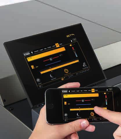 SERVICE Du kan manövrera pannan på samma sätt via smartphone, dator eller surfplatta som du gör via pekskärmen.