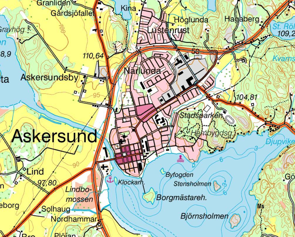 Uppdragsnr: 10167501 2 (9) Bullerberäkning till detaljplan för Askersundsverken Planområdet ligger i södra delen av Askersunds tätort och angränsar mot Vättern.