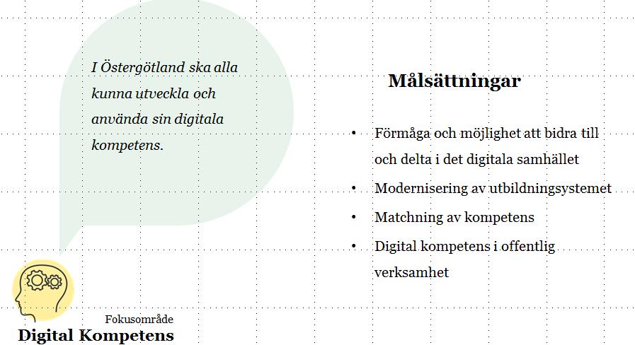 8/16 Fokusområde 1. Digital kompetens I Östergötland ska alla kunna utveckla och använda sin digitala kompetens.