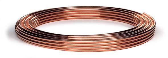 2.2 Kopparrör Glödgat i ringar Mjukglödgade kopparrör Yorkshire levereras i ringar om 50 m och med diametrar från 6 till 15 mm, eller i ringar om 25 m med diameter 18 eller 22 mm.