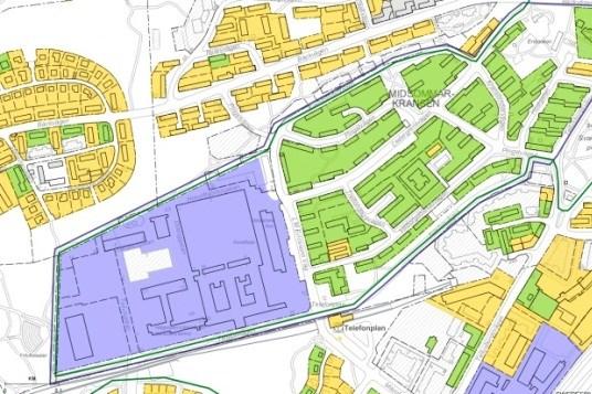 Planområdets läge på Telefonplan Tidigare ställningstaganden I Promenadstaden, Översiktsplan för Stockholm, markeras området som ett av stadens utvecklingsområden.