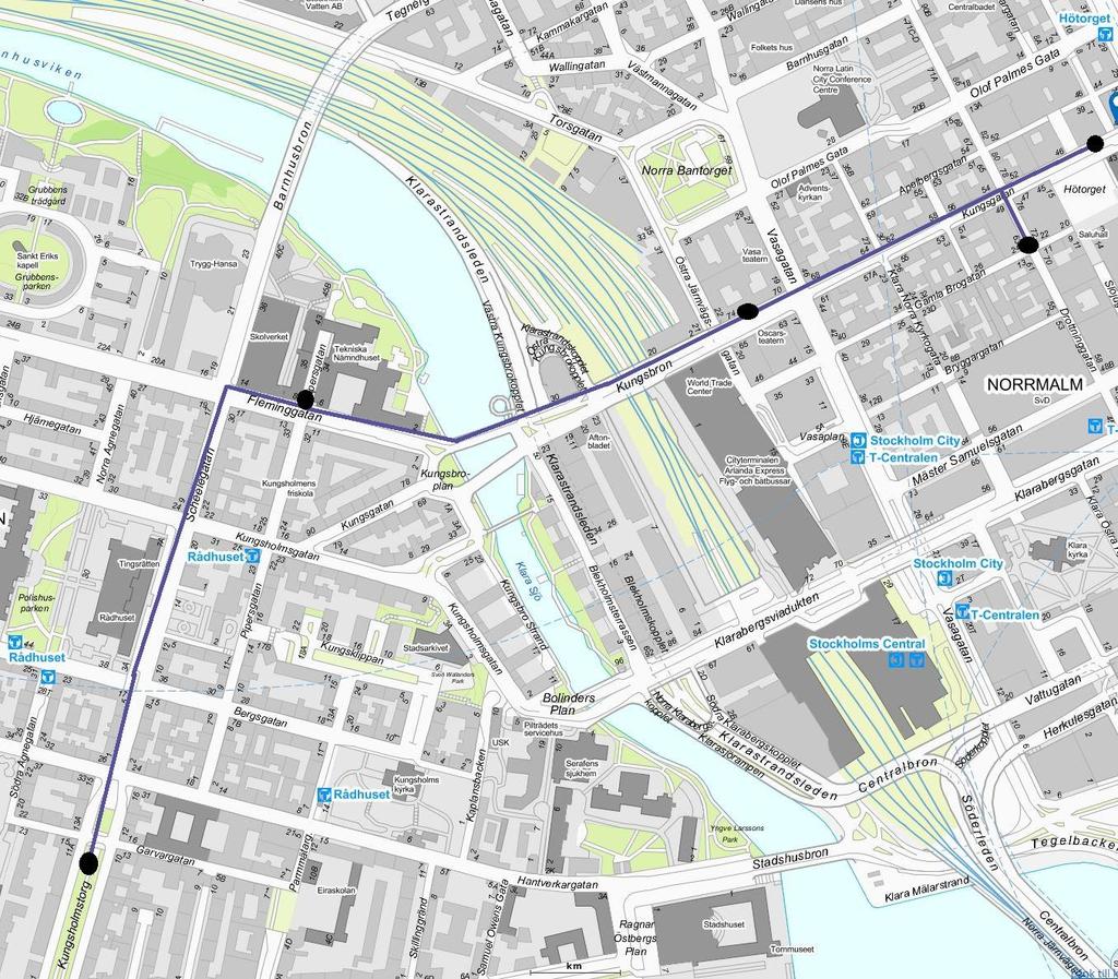 Figur 3 - Karta över gåtur 3.1 Plats 1: Kungsgatan 42 Plats 1 innefattar en digital reklamvitrin på Kungsgatan.