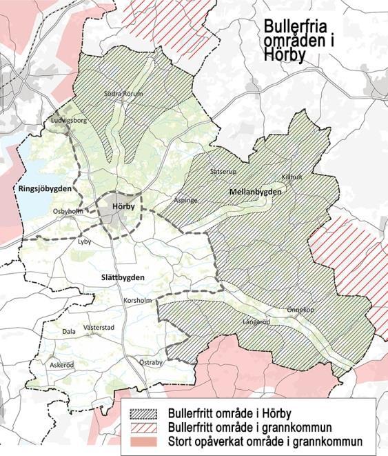 Hörby Gräsrotsinitiativ inspirerade till skydd av bullerfria områden Källa: Hörbys ÖP 2030. Anpassad och förenklad.