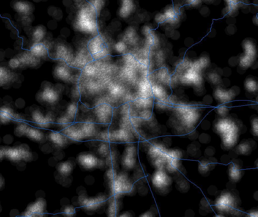 Urbanmodellering En densitetsmodell över urbana områden har tagits fram. Denna modell beskriver hur tät den urbana miljön är runt segmenten, och hur dessa påverkas av den urbana värmeön.