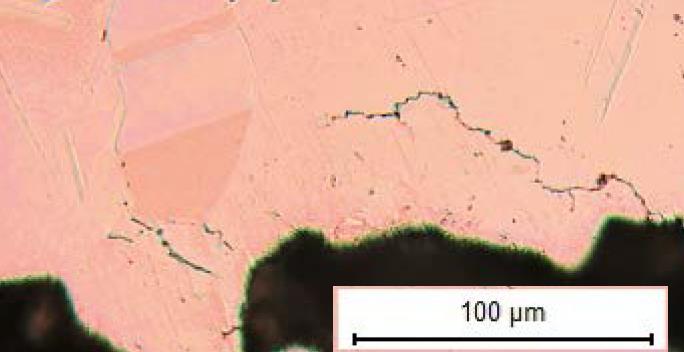 Spänningskorrosion i Forsmarks slutförvar MiniCan-försöken Spänningskorrosion i kapselmaterialet exponerat i Äspölaboratoriet These smaller cracks were notable as some of them were seen to be