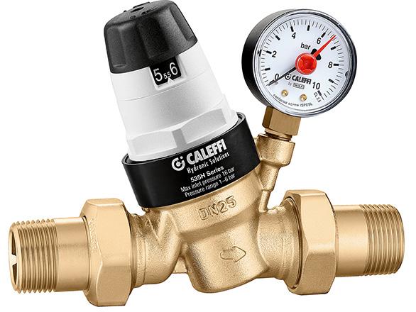 Reducera trycket på inkommande varmvatten Reduceringsventil för tappvarmvatten max +0ºC Lätt att ställa in. Kompenserande säte. Blyfri mässing. Modell med uttag G/ för tryckmätare.