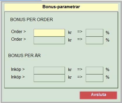 årsomsättningen. 3) Aktivera bonusberäkningen i Kundparametrar.