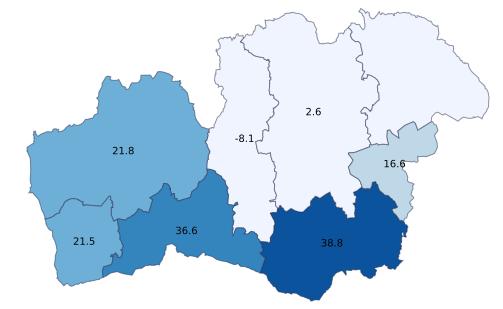 Gästnätter i Kronobergs län, jan-april 2017 180 092 gästnätter (+ 10,7 %, +17 392st) (Utveckling per