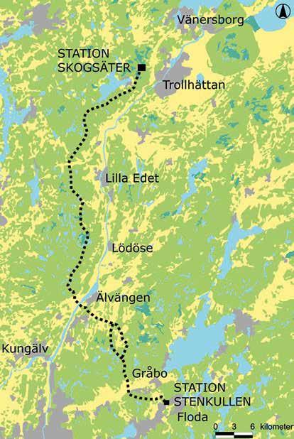 6 Västarvet kulturmiljö/lödöse museum Rapport 2015 :29 Figur 1. Skiss över ledningsträckningen från station Skogssäter till station Stenkullen.
