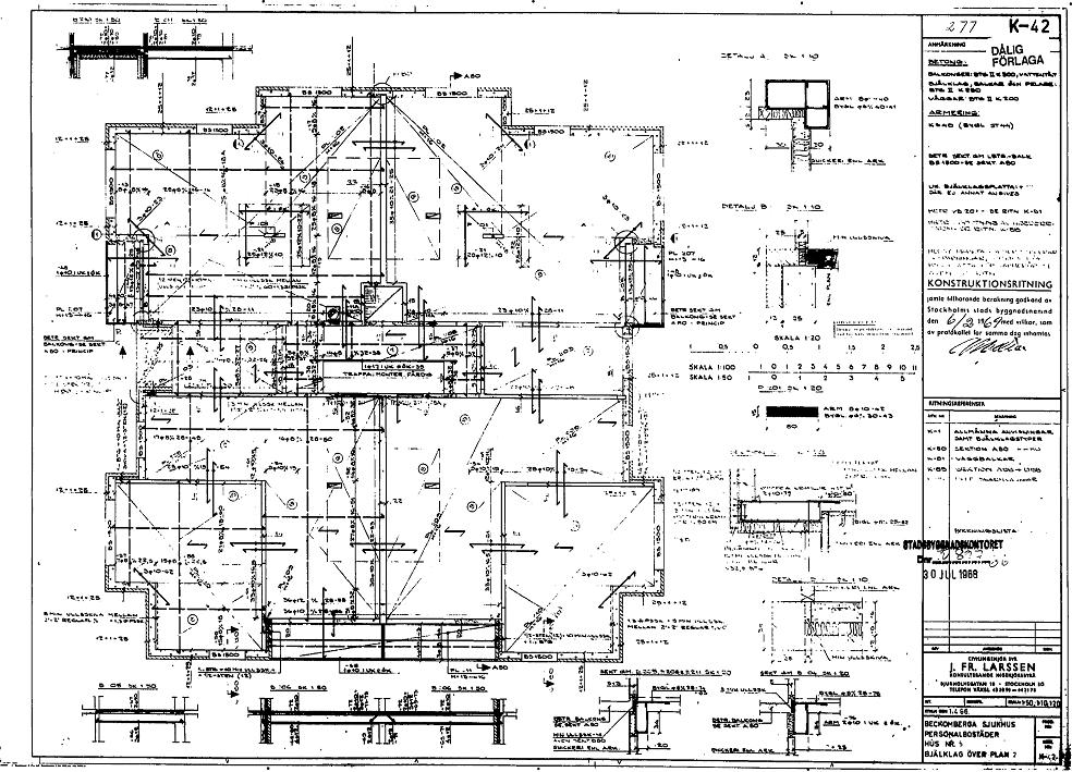Bjälklag över plan 2 (Konstruktionsritning).