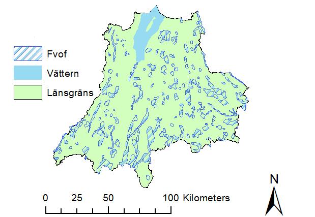 Figur 3. Utbredning av fiskevårdsområdesföreningar i Jönköpings län. Totalt i länet finns det 206 fiskevårdsområdesföreningar.