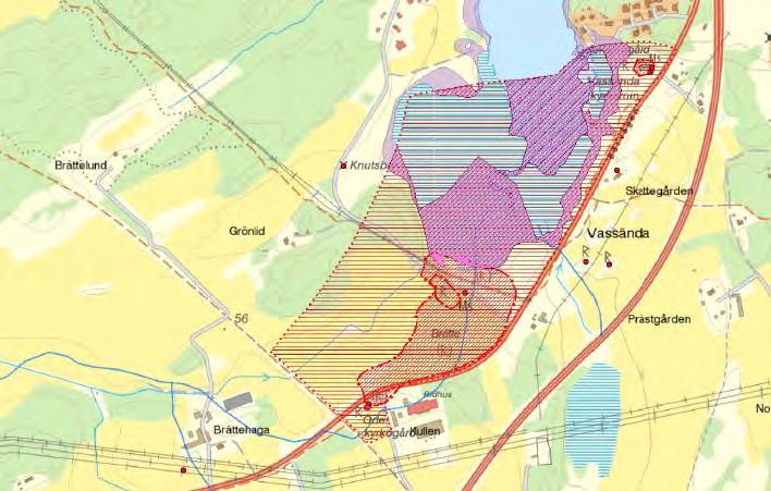 4 Figur 2-2 Fornlämningsområde kring Brätte som är riksintresse för kulturmiljövård Källa: Länsstyrelsen m.fl.