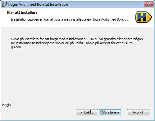 Du är nu klar att installera programmet, klicka Installera.