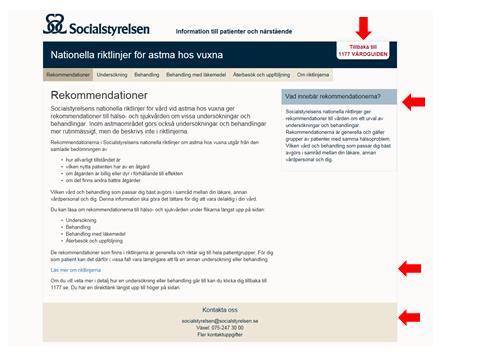 Exempel: Nationella riktlinjer ett samarbete med Socialstyrelsen. Via en artikel på 1177.