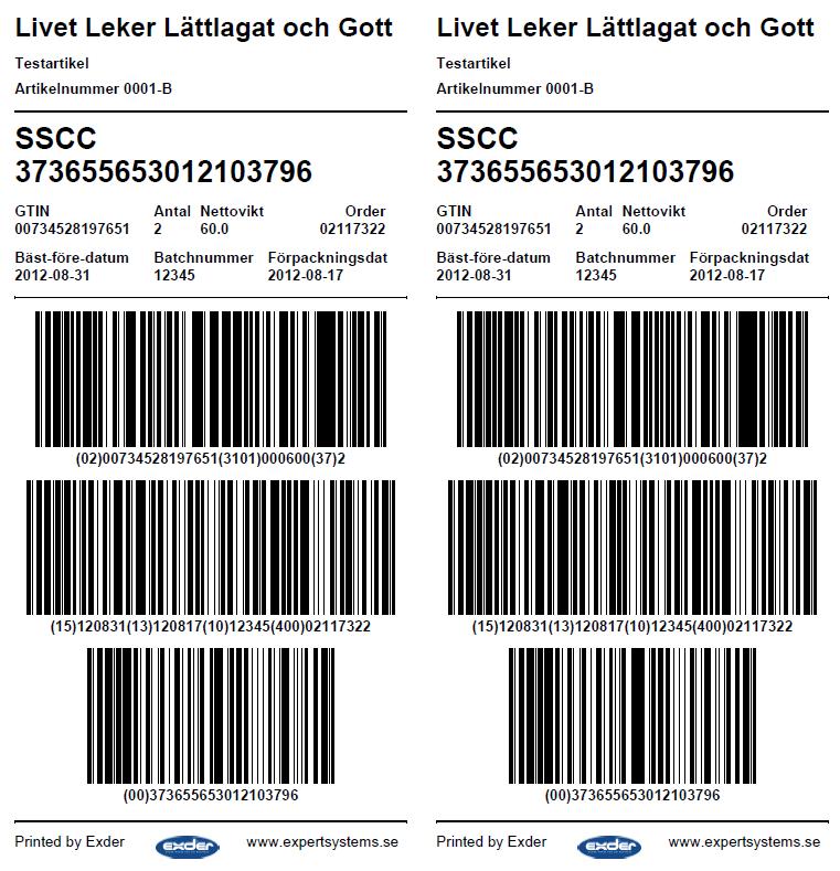 Senast Uppdaterad: 12-10-08 Exder Åhléns Grossist Sida 15 av 24 Så här ser etiketterna ut när ni skrivit ut dem.